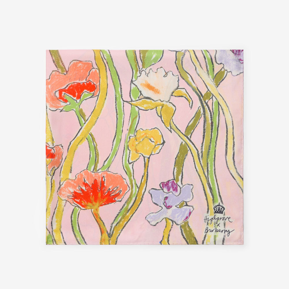 Highgrove x Burberry Cascading Flowers Silk Scarf (Pink)