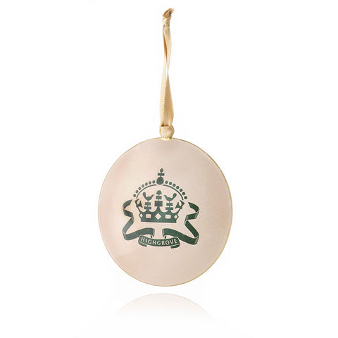 Christmas Tree Decoration - Highgrove Crown Round Tin (Cream)
