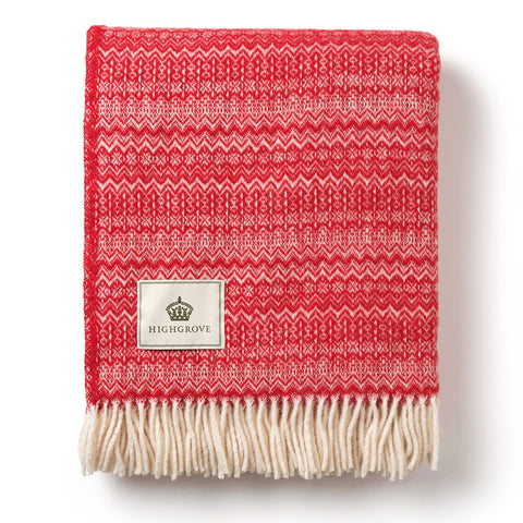 Pure New Wool Throw - Fair Isle Red
