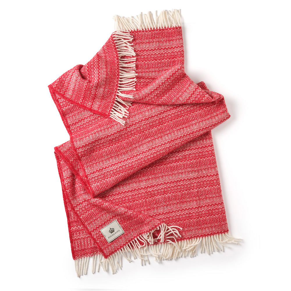 Pure New Wool Throw - Fair Isle Red