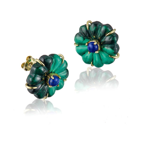 Friya Green Flower Stud Earrings