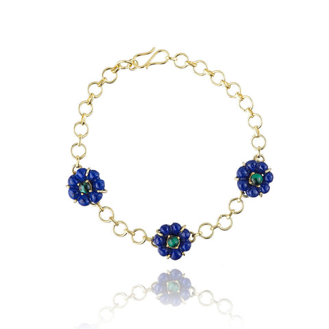 Friya Blue Flower Multi-Charm Bracelet