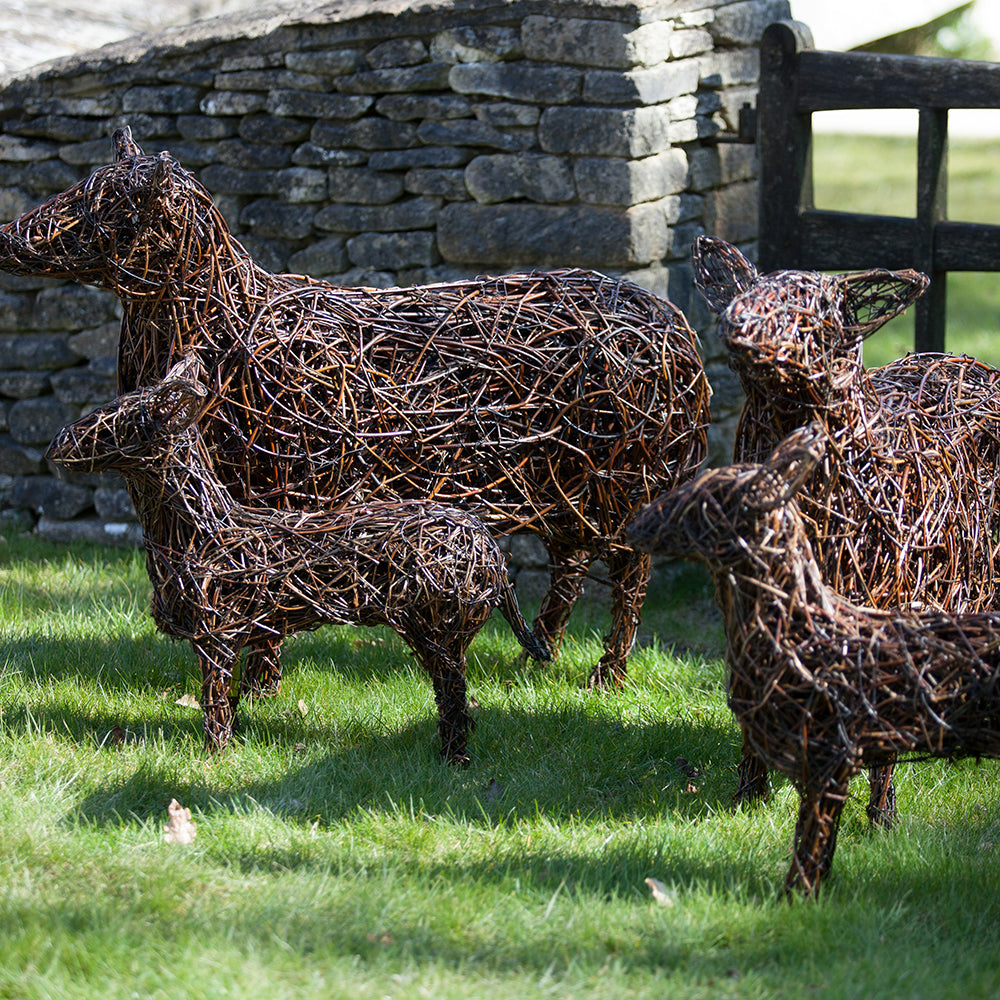 "Come-bye" Cotswold Sheep Willow Sculpture Scene