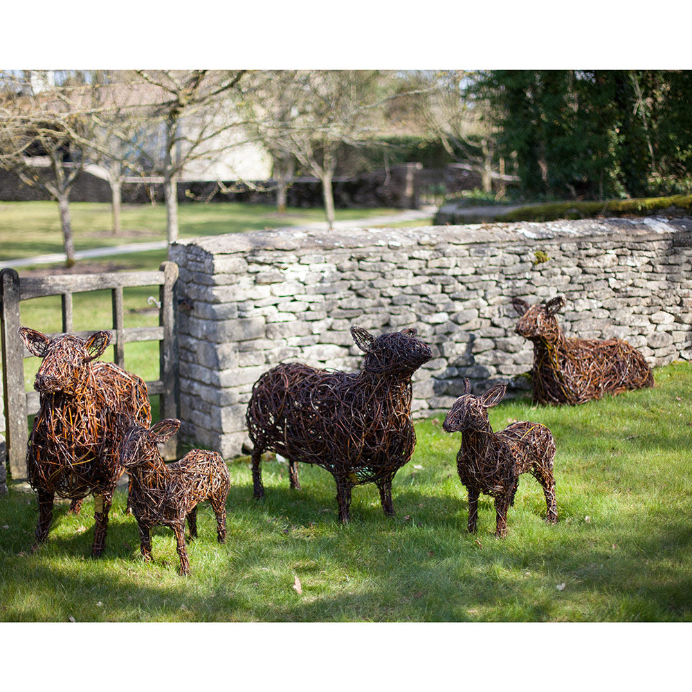 "Come-bye" Cotswold Sheep Willow Sculpture Scene