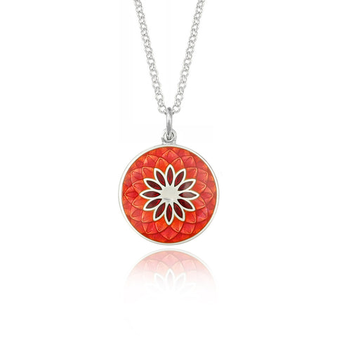 Orange and Ruby Red Dahlia Necklace