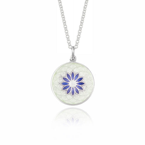 White and Lavender Blue Dahlia Necklace