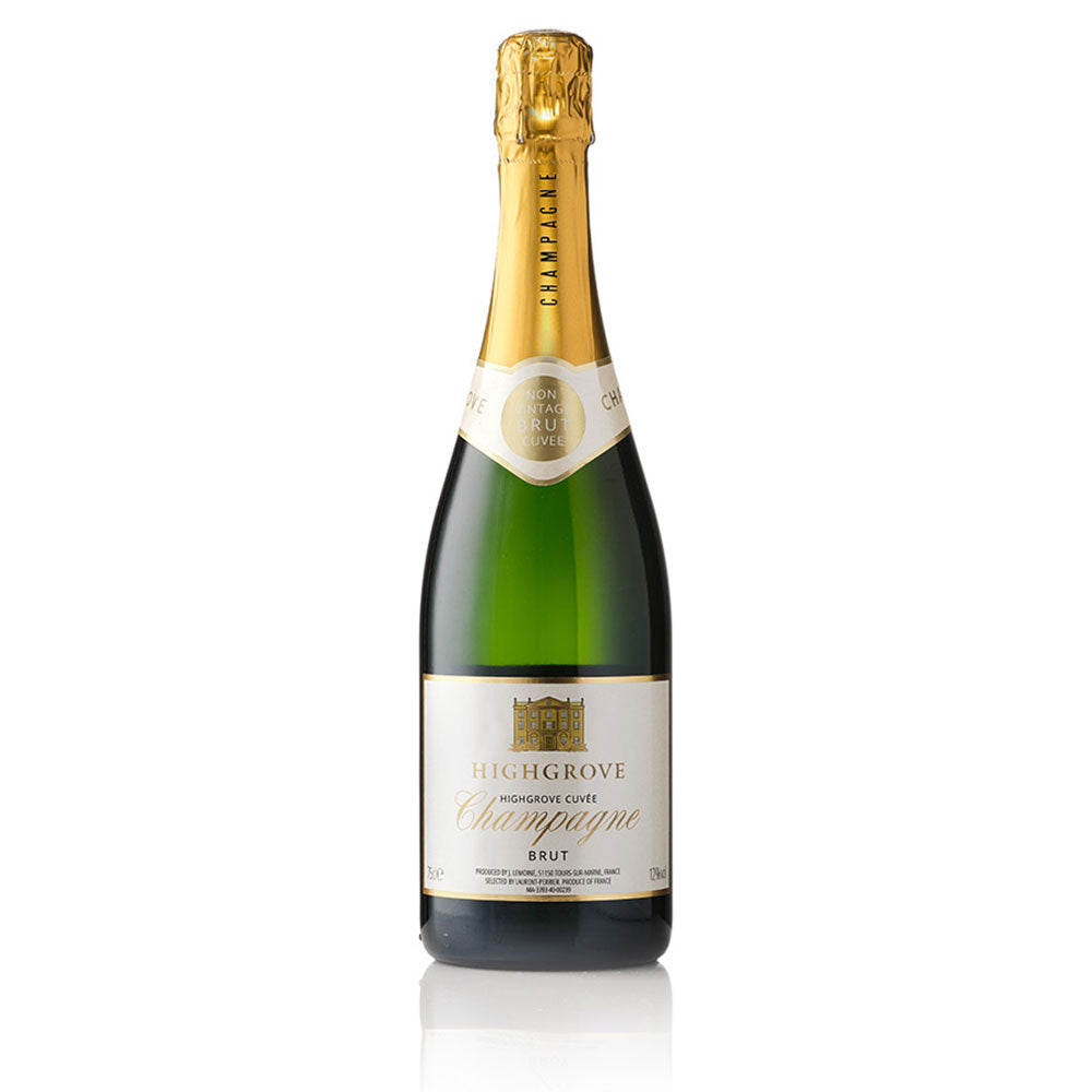 Bottle of Highgrove Champagne on a white background