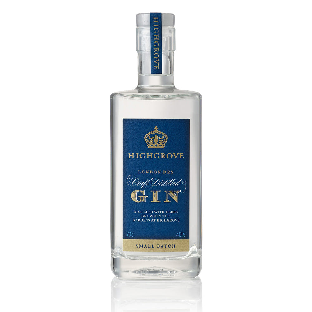 Bottle of Highgrove Organic London Dry Garden Botanical Gin on a white background