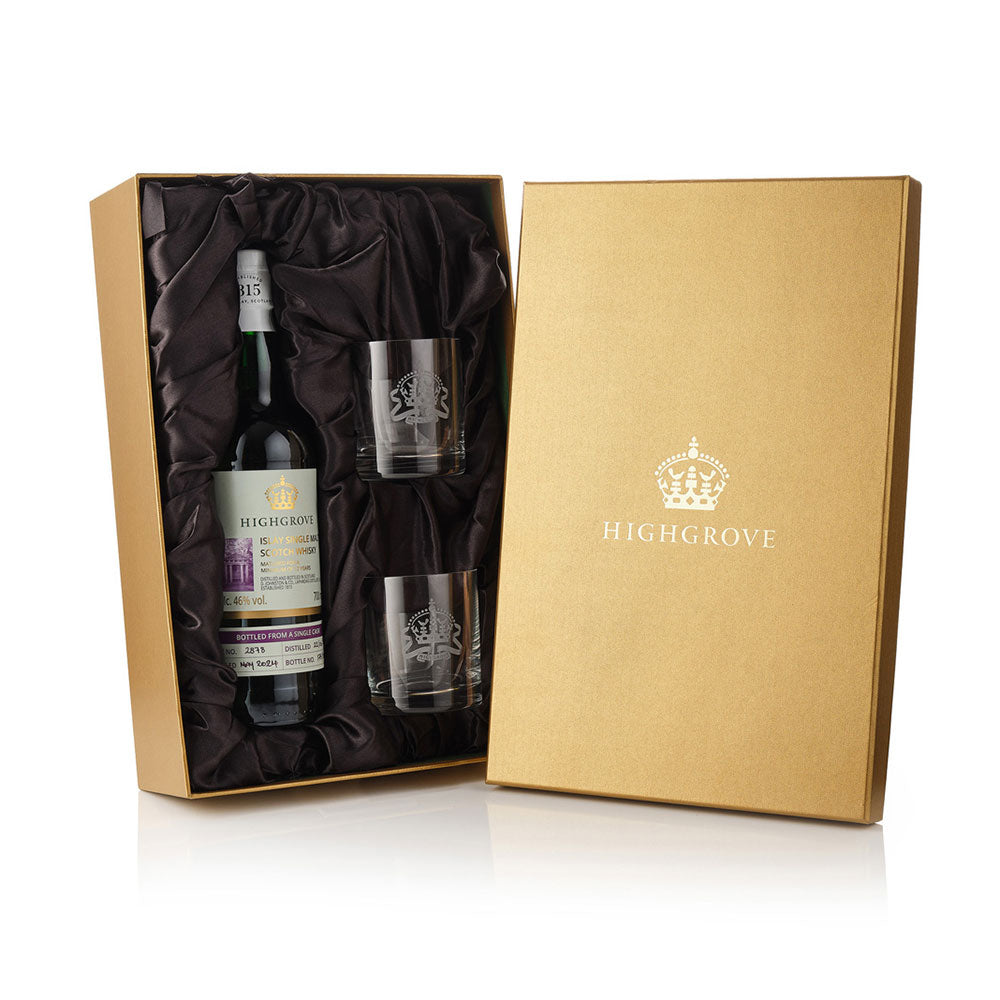 Laphroaig 12-Year-Old Islay Single Malt Whisky & Two Glass Tumblers Gift Set
