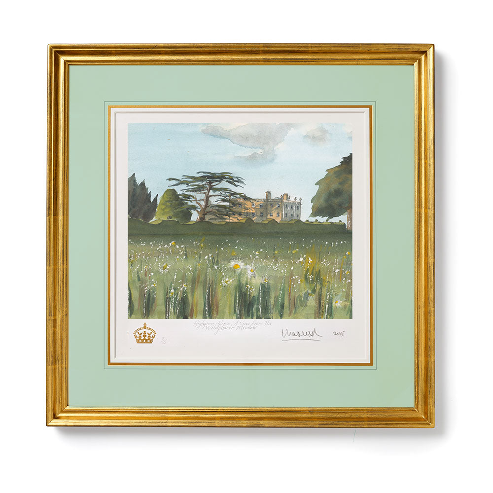 A framed art print of 'Highgrove House, A View from the Wildflower Meadow'  Special-Edition Lithograph