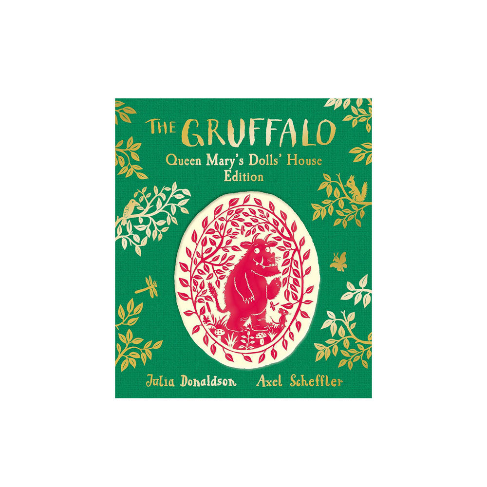 Book cover of 'The Gruffalo' with red Gruffalo illustration on green background