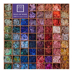 Wall of Wool puzzle with Royal School of Needlework branding and colourful yarn samples.