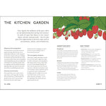 Page from a gardening book with text and illustrations of strawberries.