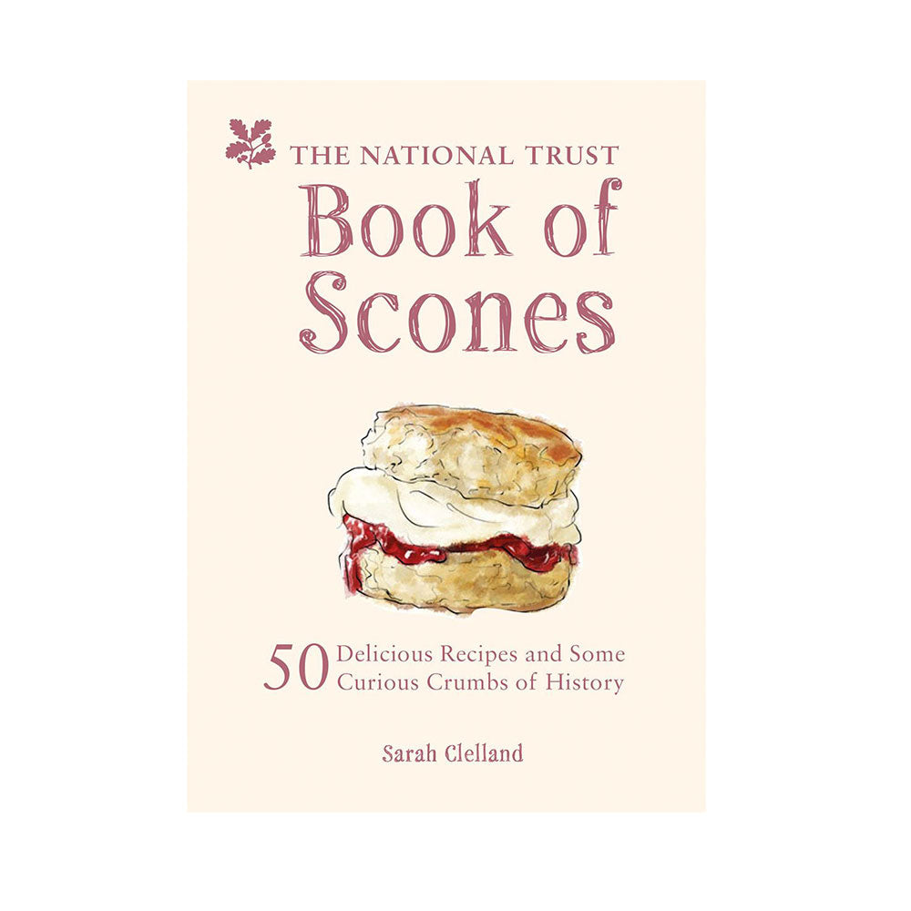 Book cover of 'The National Trust Book of Scones' with a scone illustration on a beige background.