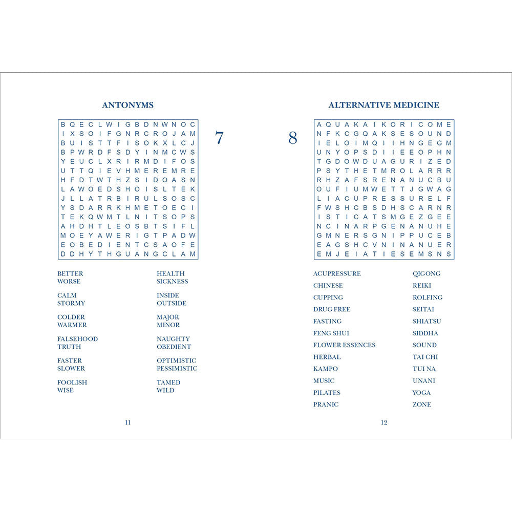 Two crossword puzzles titled 'Antonyms' and 'Alternative Medicine' on a white background.