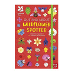 Children's book titled 'Wildflower Spotter' with colorful illustrations of flowers and insects on a red background.