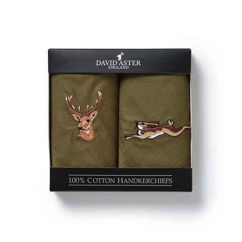 Stag and Hare Cotton Handkerchiefs