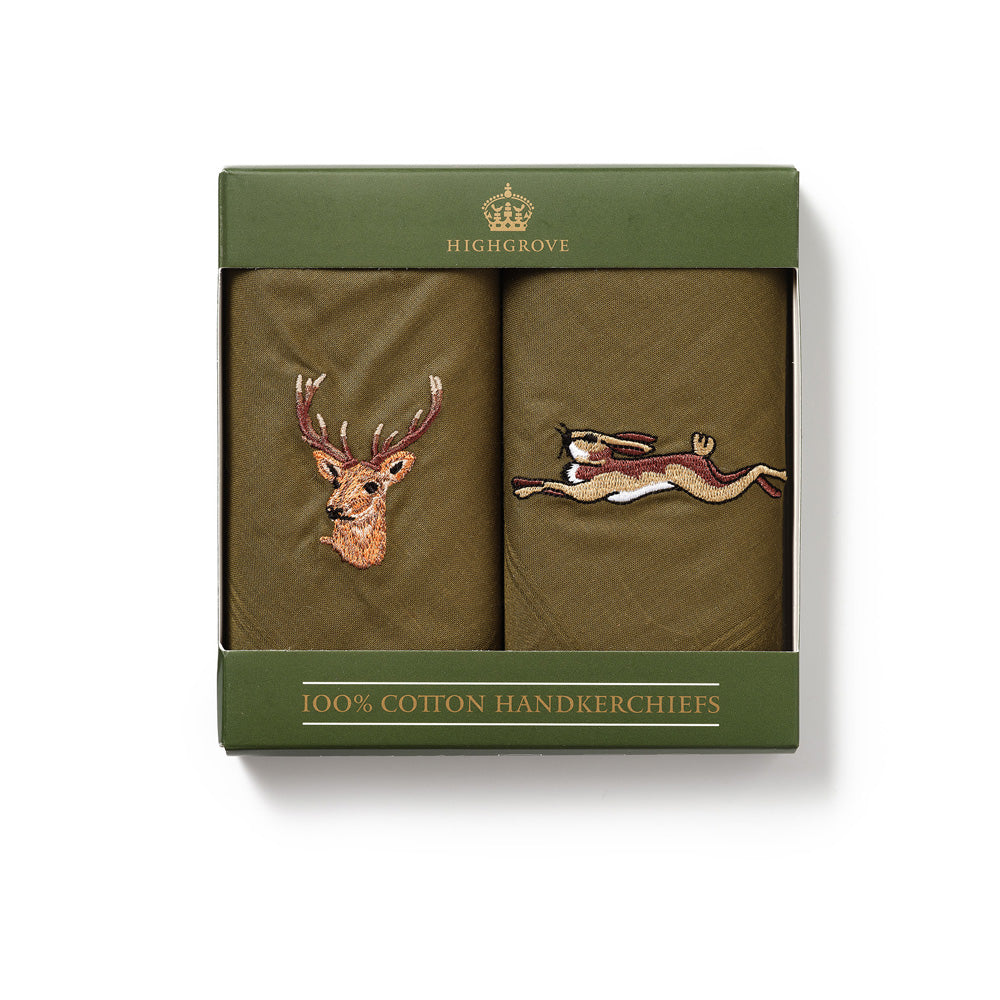 Stag and Hare Cotton Handkerchiefs