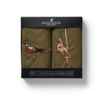 David Aster Pheasant and Gun Cotton Handkerchiefs