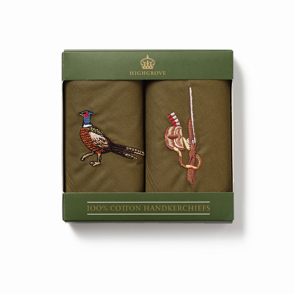 Pheasant and Gun Cotton Handkerchiefs