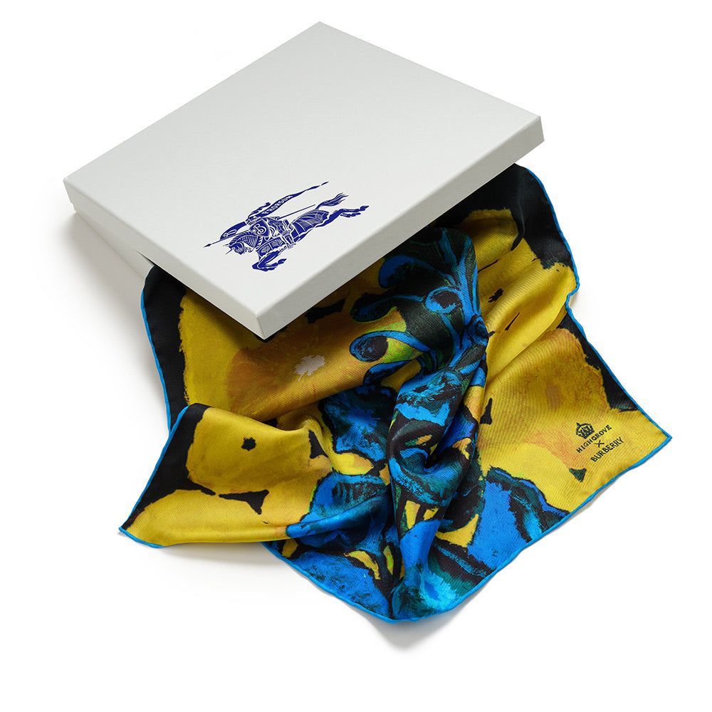 Highgrove X Burberry Yellow Delphinium Silk Scarf