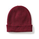 Classic Ribbed Cashmere Beanie Damson Red