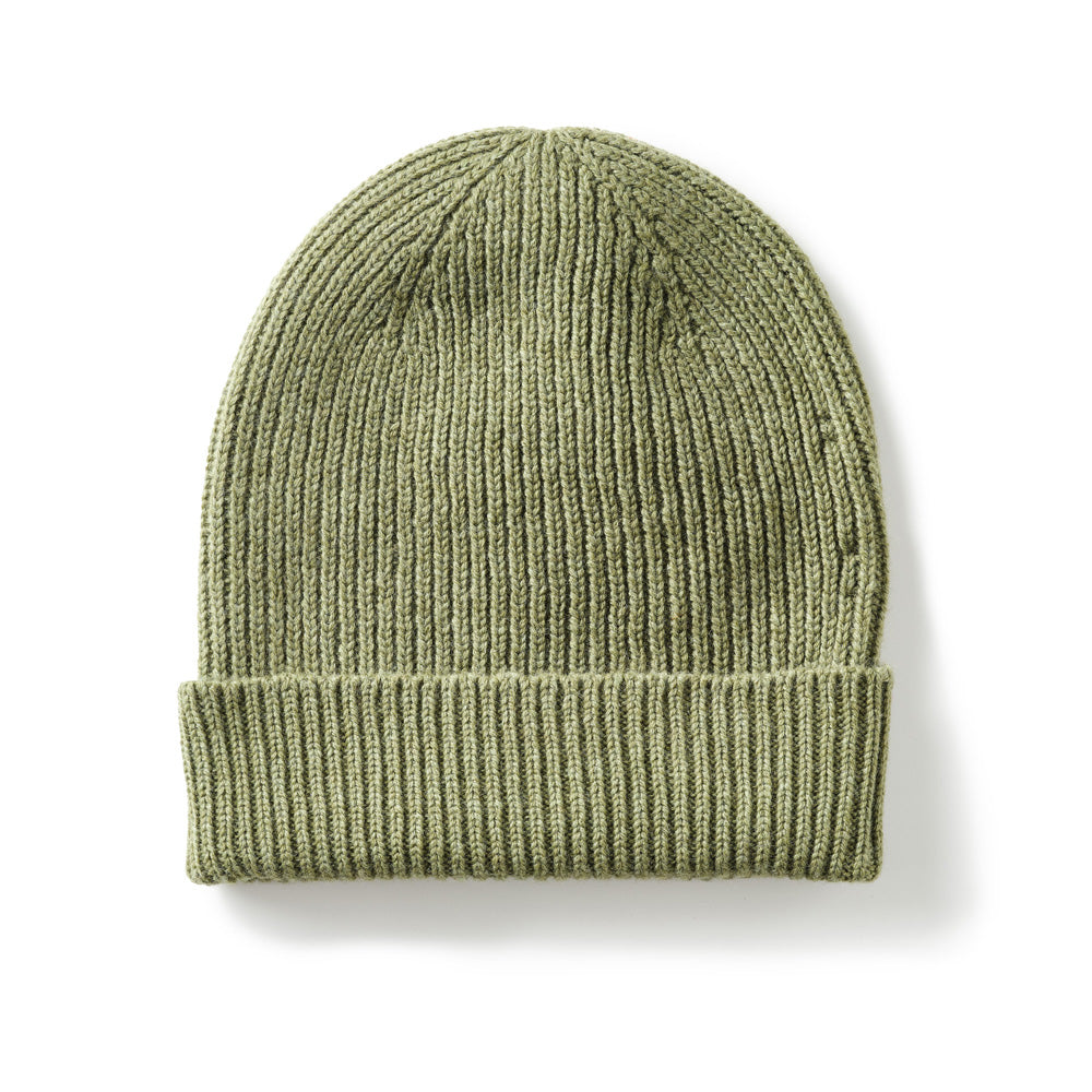 Classic Ribbed Cashmere Beanie Ivy Green