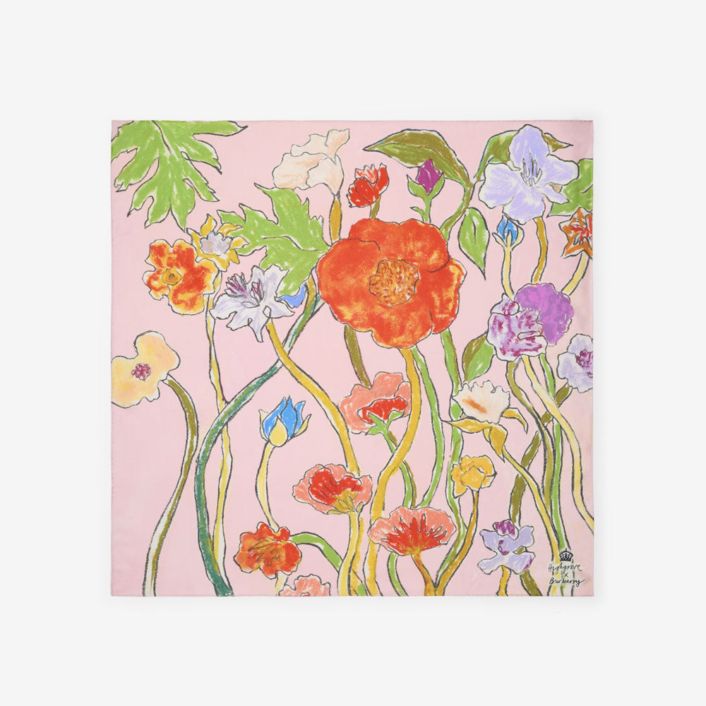 Highgrove x Burberry Cascading Flowers Silk Scarf (Pink)