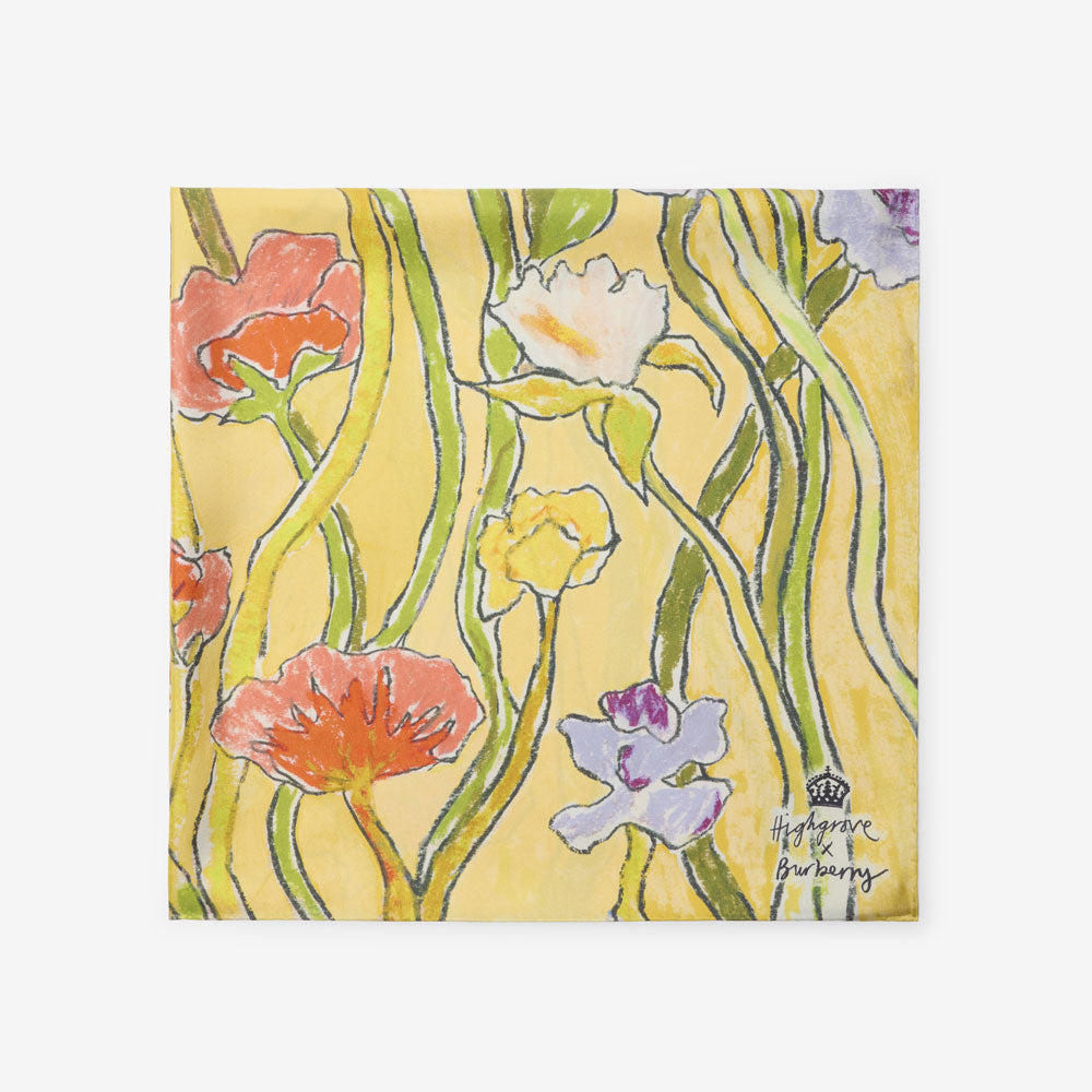 Highgrove x Burberry Cascading Flowers Silk Scarf (Yellow)