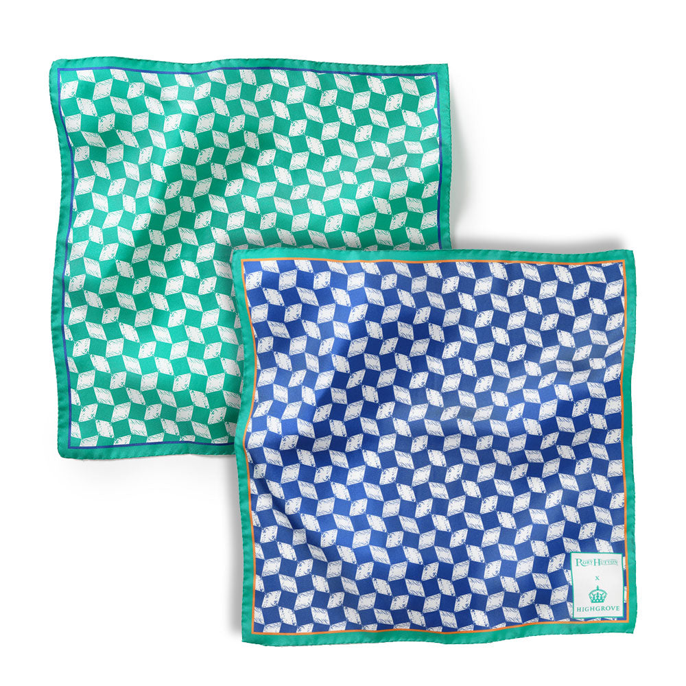 Carpet Garden Silk Pocket Square – Available in Blue & Green