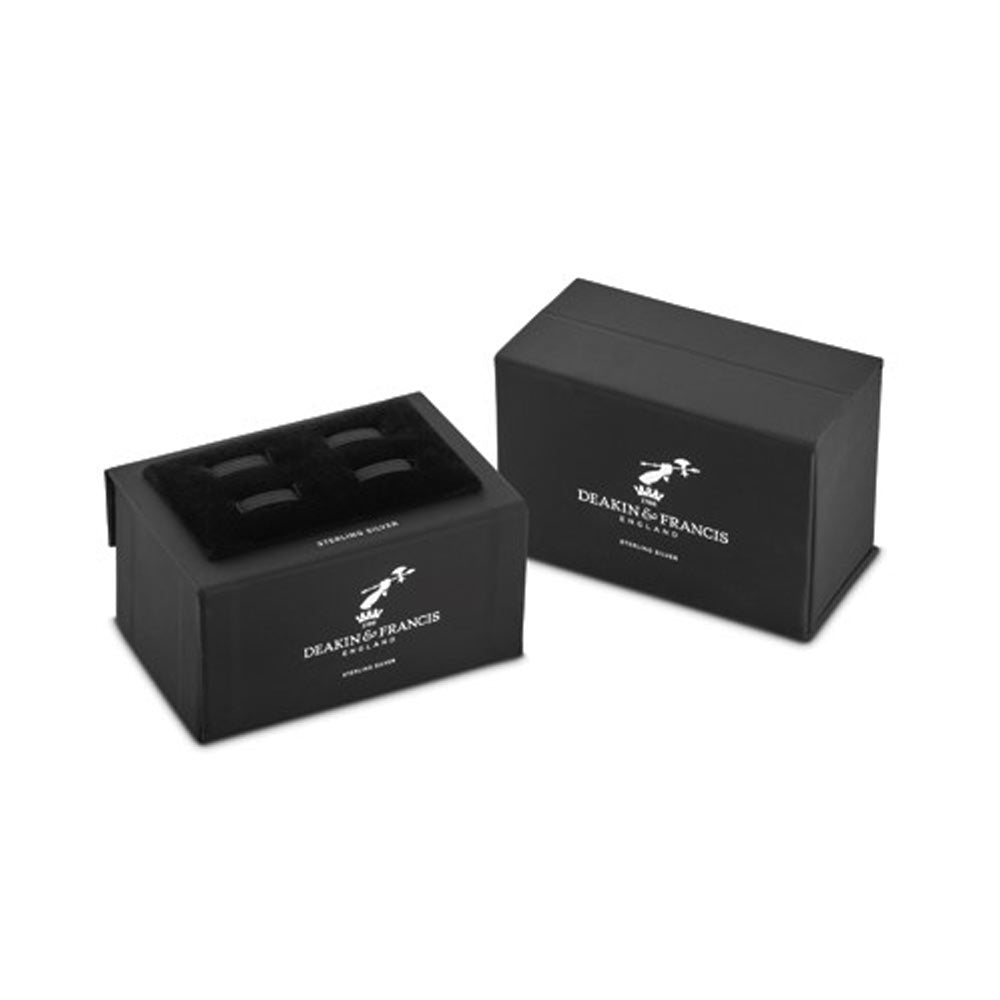Sterling Silver Oblong Blue & Clear Enamel Coronation Cufflinks