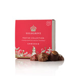 Red Highgrove Festive Collection Chococo chocolate box with chocolates on a white background