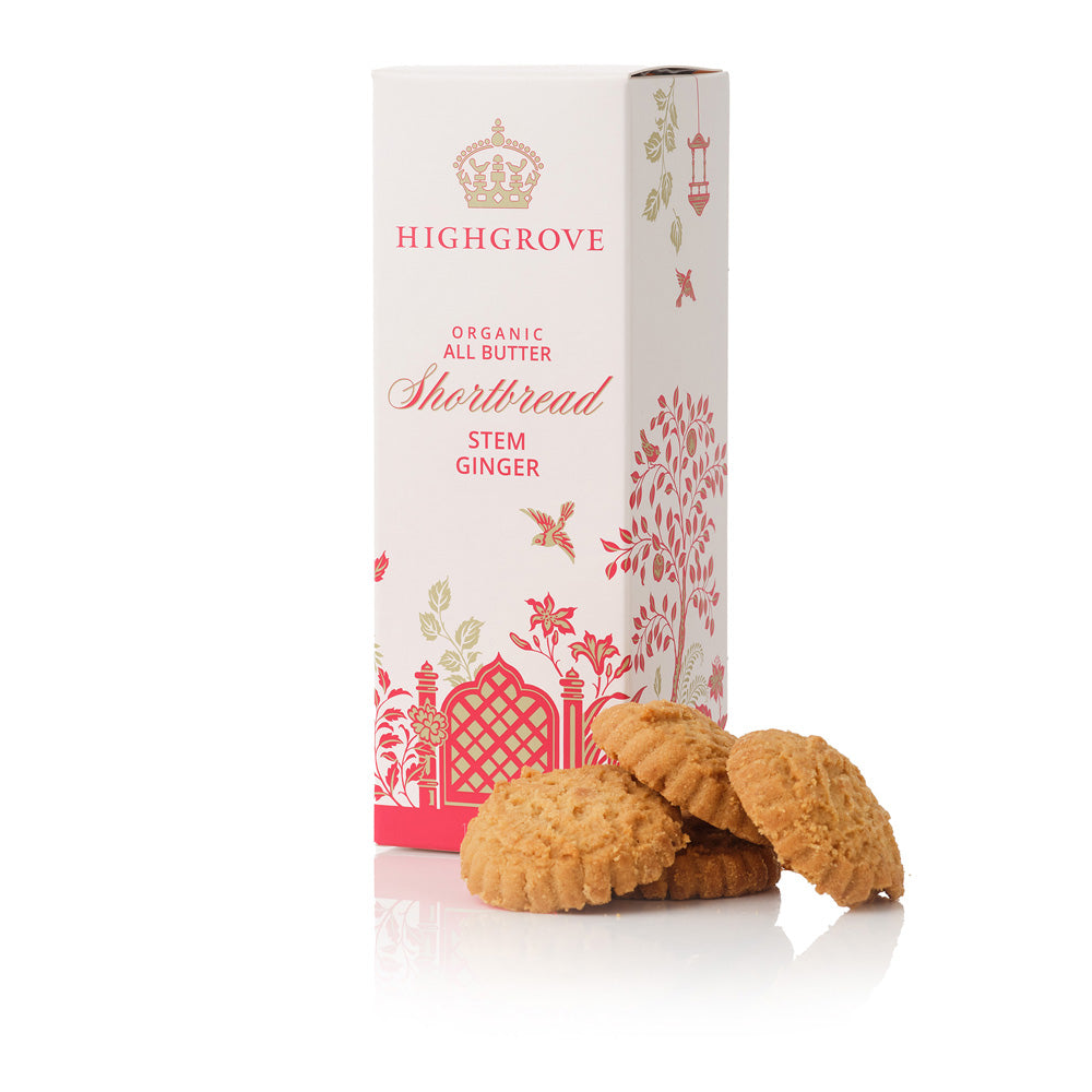 Box of Highgrove Stem Ginger Shortbread on a white background