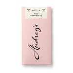 Pink chocolate bar packaging with 'Audrey's' branding on a white background