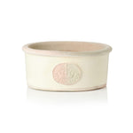 Ivory ceramic bowl plant pot with beige rim and Highgrove Crown logo on a white background