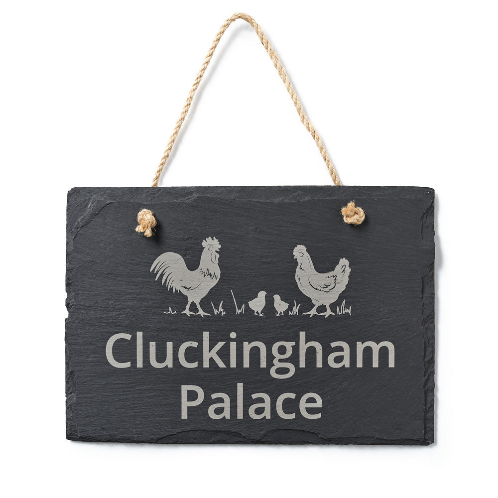 'Cluckingham Palace' Slate Garden Sign