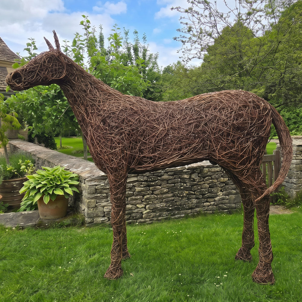 'Scotty' Thoroughbred Horse Willow Sculpture