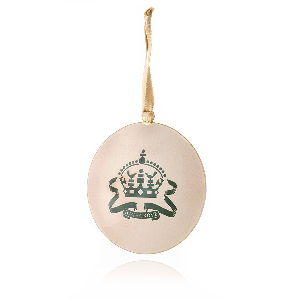 Christmas Tree Decoration - Highgrove Crown Round Tin (Cream)