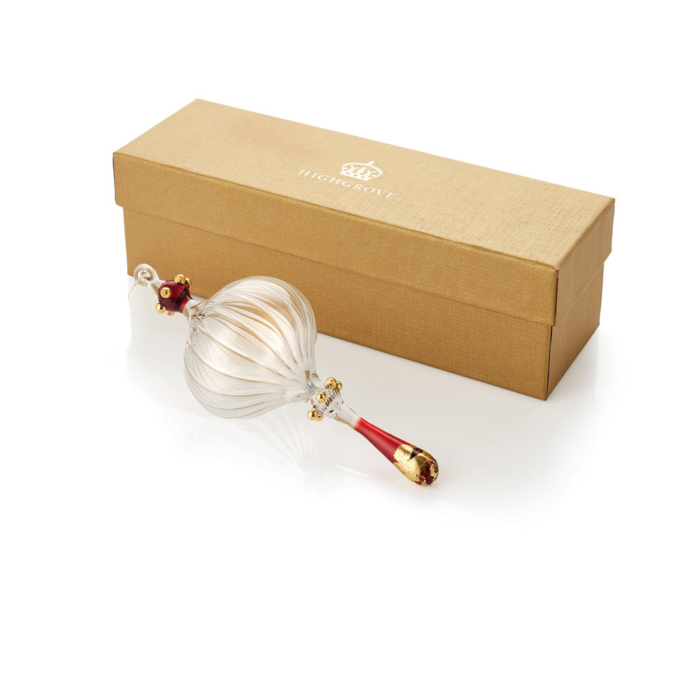 Christmas Decoration - Classic Shape Clear Glass Bauble and Gift Box