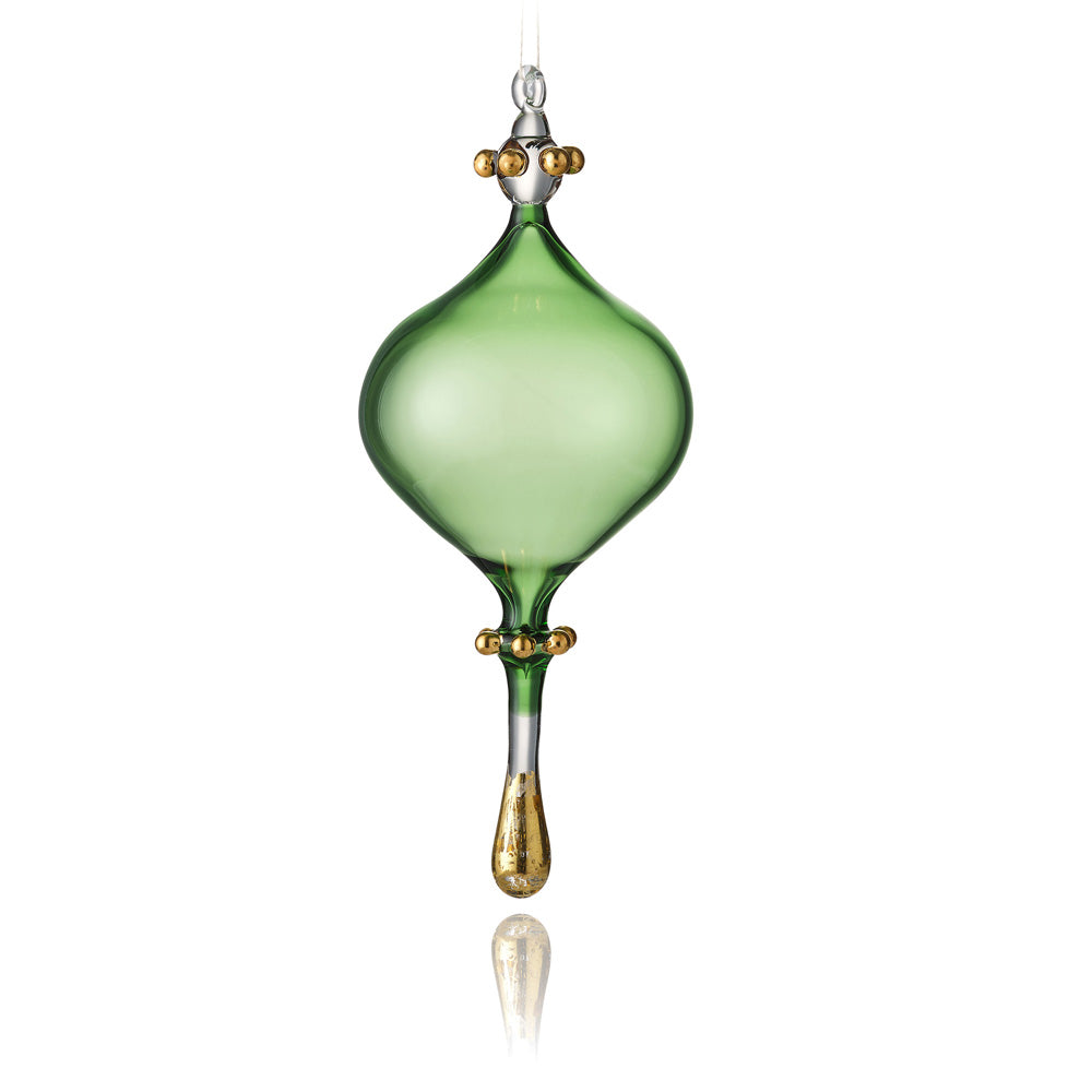 Christmas Decoration - Classic Shape Green Glass Bauble