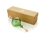 Christmas Decoration - Classic Shape Green Glass Bauble and Gift Box