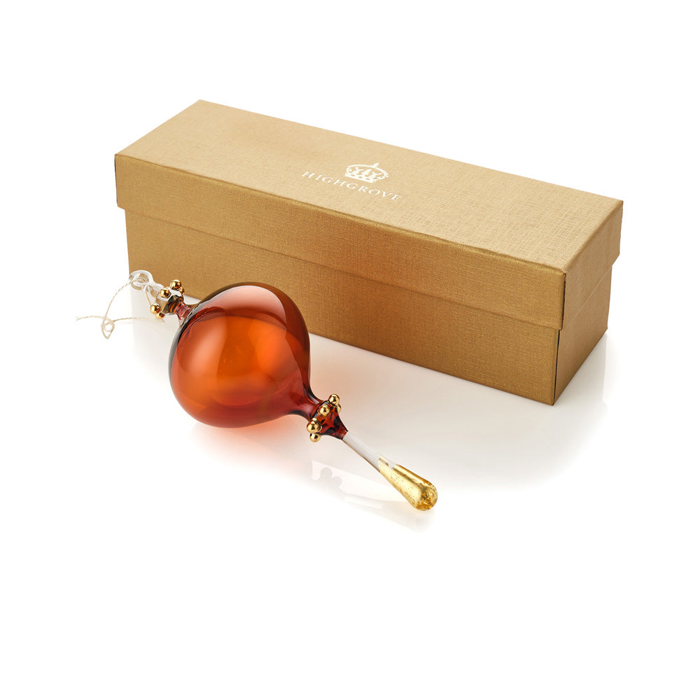 Christmas Decoration - Classic Shape Amber Glass Bauble and Gift Box