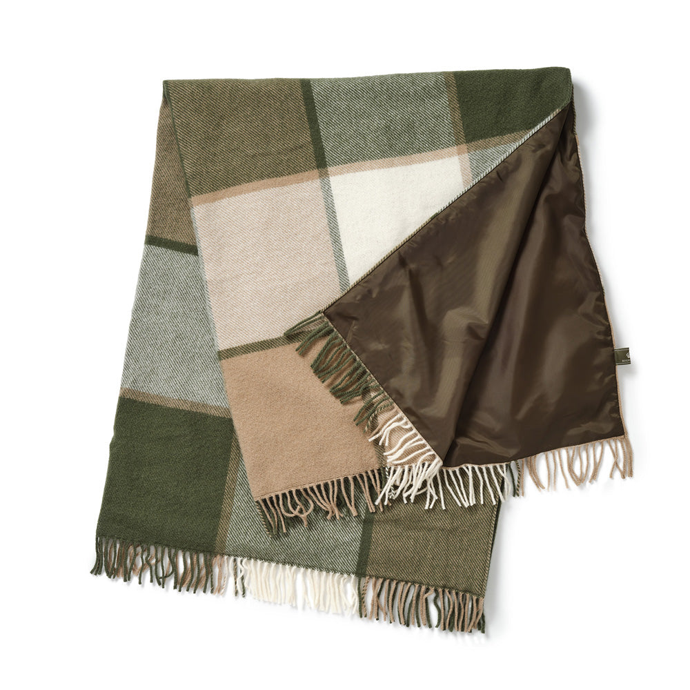 Highgrove Wool Picnic Blanket (Block Check Olive)