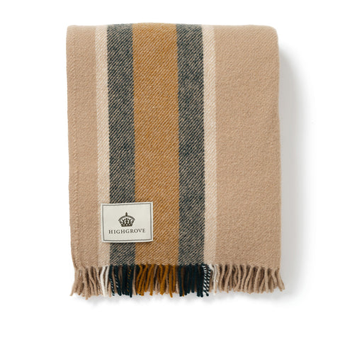 Pure New Wool Throw - Mustard College-Stripe
