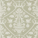 Highgrove Damask Wallpaper Silver Green