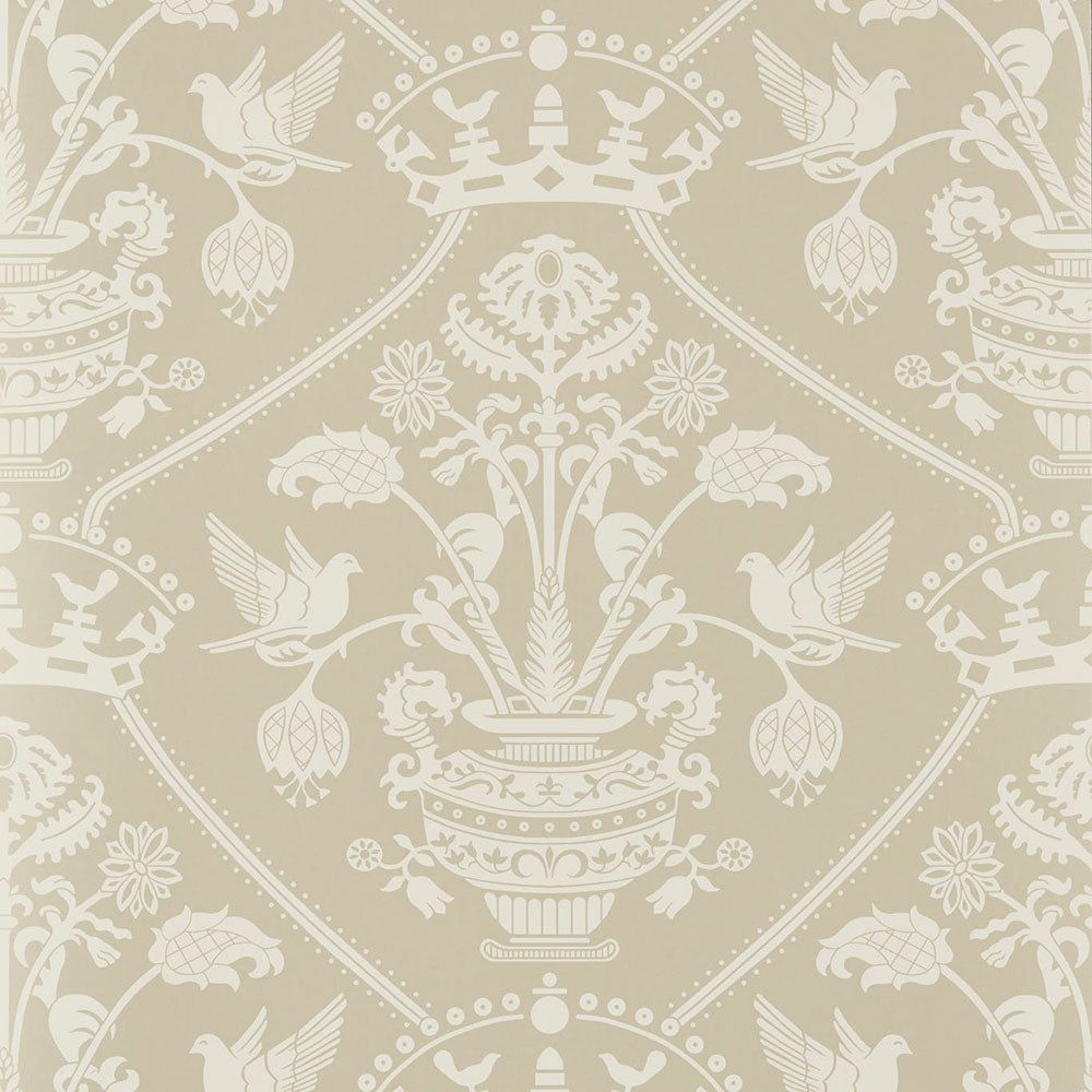 Highgrove Damask Wallpaper Gritstone