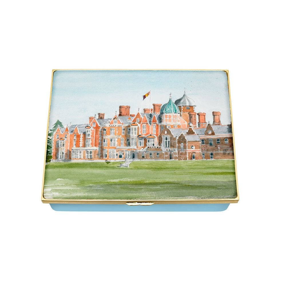 Enamel box featuring a watercolour of Sandringham House by His Majesty The King