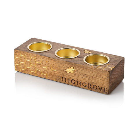 Highgrove Bee Engraved Dark Oak Tealight Holder