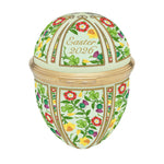 Decorative Easter egg with floral patterns and 'Easter 2026' text on a white background