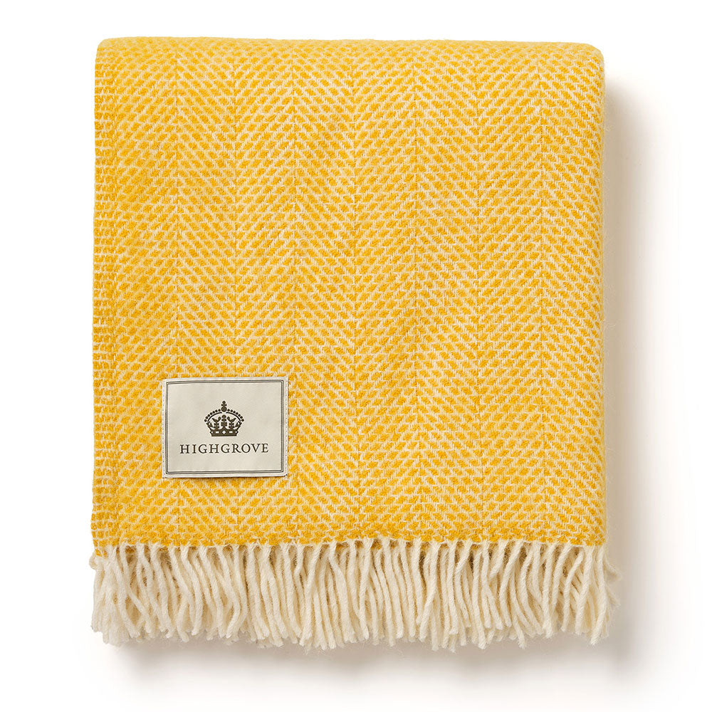 Pure New Wool Throw - Yellow Beehive